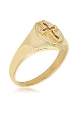 outstanding teensy-weensy yellow gold cross ring